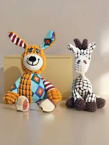 Plush Elephant/Fox/Puppy Dog Chew Toys, Teeth Cleaning & Grinding, Interactive Companion Squeaky Dog Toys, Suitable For Medium & Small Dogs, Dog Gifts & Supplies - Multicolor - View 9