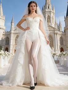 Hochzeitskleid Strumpfhose - Unsichtbar hochglänzend weiß zum Tragen unter dem Kleid, glättet und belebt für einen perfekten Braut-Look - Weiss - Übersicht 5