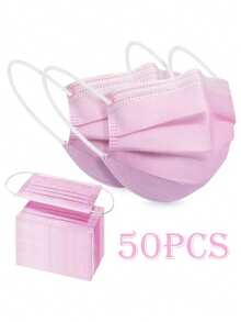 50pcs Disposable Face Masks, 3-Layer Design, Specially Made For Women - Multicolor - View 2