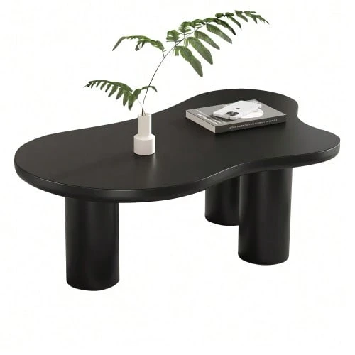 (Previous Reference: N625P256509510B) Irregular Cloud-Shaped Coffee Table, 107 Cm Long, 66 Cm Wide, 40.5 Cm High, MDF Top And PVC Legs, With Felt Pads - Black - View 1