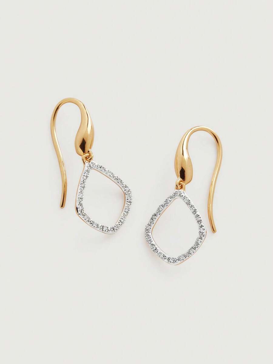 奢华时尚镀金独特S925纯银锆石风筝形耳坠，专为女孩设计 - Zircon Earring - 查看 1