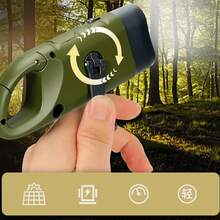 2pcs Portable Hand Crank Solar Powered Flashlight 3 LED Waterproof Carabiner Outdoor Emergency Light Suitable For Camping Hiking Daily Use - Multicolor - View 3