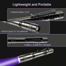 1件 UV LED 黑光手電筒，鋁合金材質，使用 AAA 電池（不含），適用於蠍子檢測、寵物尿漬檢測和血跡檢測 - 多色 - 查看 2