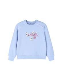 Annil Girls' Breathable And Comfortable Round Neck Long Sleeve Sweatshirt, New Spring Style, Sweet And Versatile Cat-Themed Base Layer - String Blue - View 5