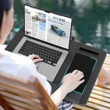 Portable Lap Laptop Desk - Sturdy Wrist Rest Mouse Pad Multi-Holder For 17" Laptop Tablet Phone - Black - View 4