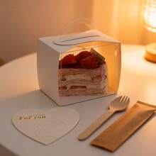 5 piezas/10 piezas/15 piezas Cajas de papel para cupcakes con ventana transparente, adecuadas para muffins, pasteles, postres, té de la tarde, tartas mousse, embalaje para hornear - color aleatorio - Ver 5