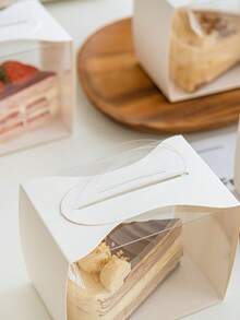 5 piezas/10 piezas/15 piezas Cajas de papel para cupcakes con ventana transparente, adecuadas para muffins, pasteles, postres, té de la tarde, tartas mousse, embalaje para hornear - color aleatorio - Ver 9
