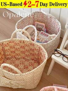 Floral Print Quilted Storage Basket Laundry Basket Large Capacity Portable Storage Bag Foldable Snack Basket With Handle For Women And Girls Cosmetic Storage Basket Toy Storage Basket Multifunctional Home Decor Livingroom Bedroom Decor Bathroom Decor Ditsy Floral Fabric Laundry Basket, Large Square Handheld Soft Rustic Chic Dirty Clothes Storage Bin, Daily Home Essentials For Women, Suitable For All Seasons Bedroom Closet Organization And Storage Bag For School School Accessories School Stuff - Nhiều màu - Xem 1