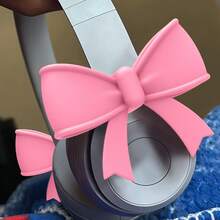 2 Peças Acessórios de Fone de Ouvido com Decoração de Laço Rosa, Laço Estampado Fofo Acessórios de Fone de Ouvido na Moda, Presente de Natal para Garotas Gamers - Multicolorido - Visão 4