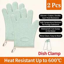 2 Pairs Heat Resistant Microwave Oven Gloves, High Temperature Silicone Microwave Oven Gloves, Heat Resistant Gloves, Thick Silicone Microwave Oven Gloves, Suitable For Microwave Oven, Baking And Kitchen, With High Temperature Insulation Function. - Multicolor - View 11