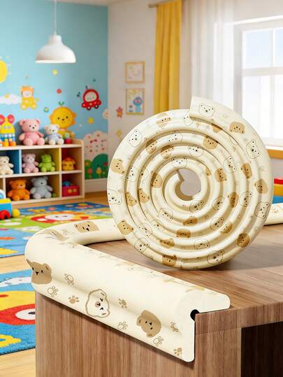 1Roll 2 Meters Long Little Bear Design Baby Anti-Collision Strip, Cute Cartoon Little Bear Design Anti-Collision Corner Cloud-Shaped Foam Elastic Material, Baby Anti-Collision Strip,Family Table Corner Protective Cover