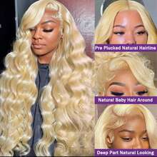 200% High Density Body Wave Lace Front Wigs Human Blended Hair -34 Inch Lace Front Wig Human Blended Hair13x4 5x5 13x6 HD Lace Front Human Blended Hair Glueless Wig For Women, Pre-Plucked With Baby Hair, No Glue & Ready To Wear - 613 - View 7