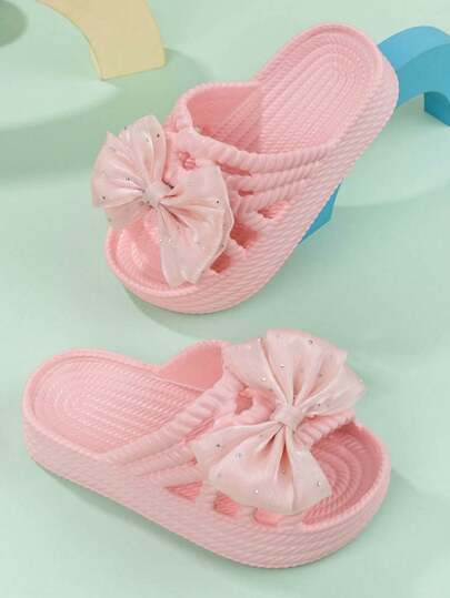 Girls' Sandals New Fashionable Cute Bow Princess Shoes Versatile Comfortable Beach Slippers