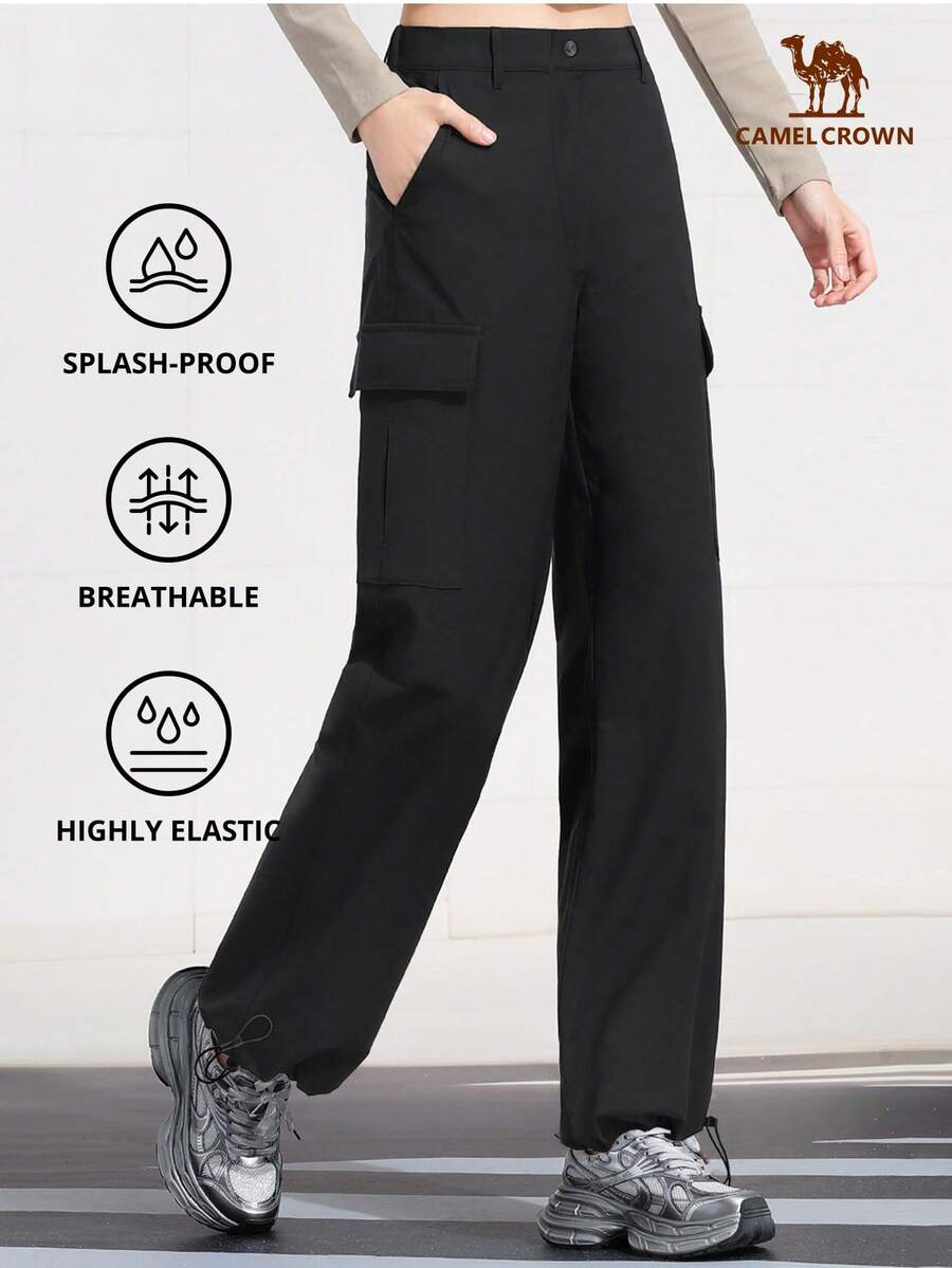 CAMEL CROWN Women's Cargo Pants, Waterproof, Windproof, Fleece Lining, Warm, Suitable For Outdoor Hiking, Camping, Sports, Casual Wear, Windproof Trousers, Autumn/Winter - Phantom Black - View 1