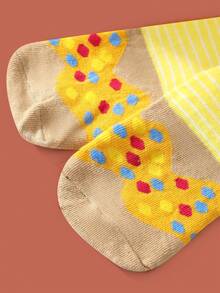 1双多色中筒袜礼品套装，男女通用情侣款，柔软甜甜圈设计新奇袜子，创意美食灵感独特设计，舒适百搭 - 彩色 - 查看 8