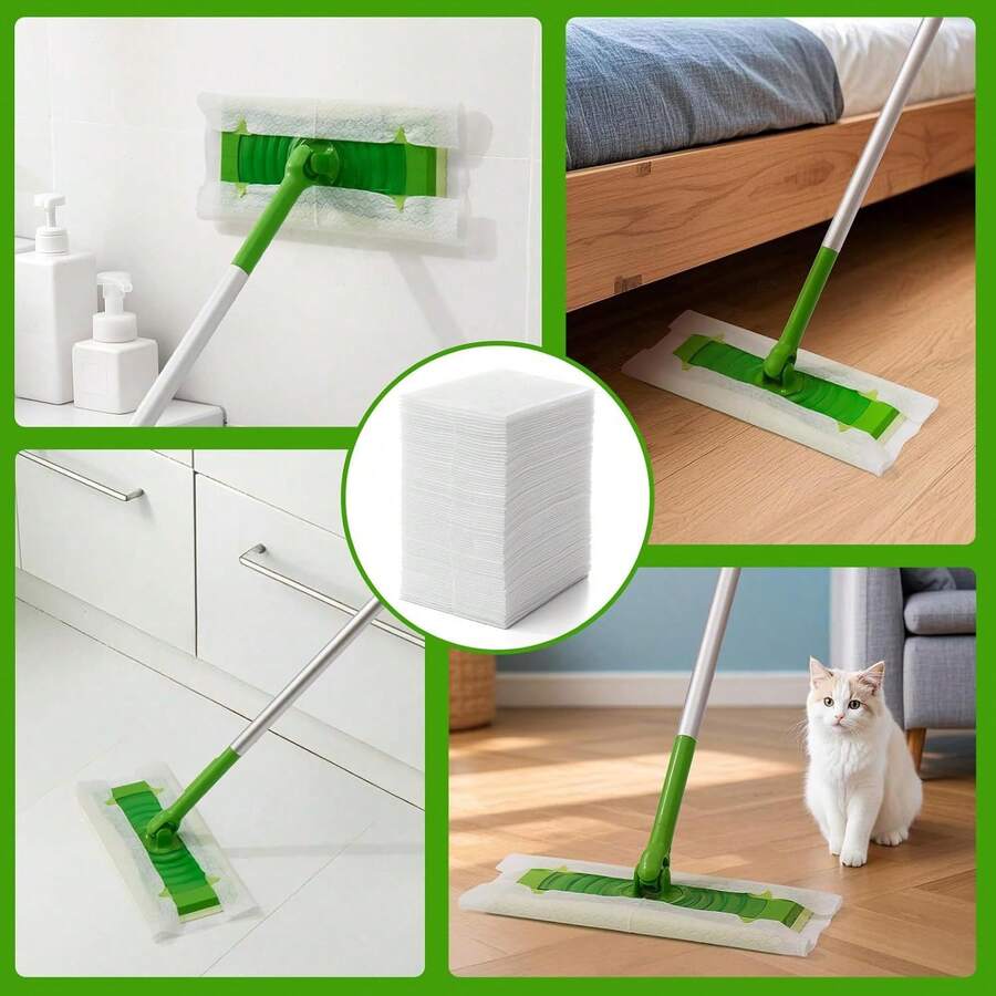 30/100Pcs Disposable Dry Sweeping Cloths Electrostatic Dust Mop Refills Thickened Lint-Free Floor Cleaning Pads Compatible With Sweepers