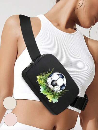 Geantă de piept durabilă, culoare solidă, cu model imprimat cu fotbal, curea de umăr reglabilă sport impermeabilă, potrivită pentru exerciții fizice, alergare, călătorii și drumeții, menținerea unui stil la modă și ordonat, unisex, cadou de sărbători, cadou de ziua de naștere, cadou de Ziua Mamei, perfectă pentru sport, alergare și drumeții, este cadoul bun pentru prieteni, familie și pasionații de sport de Ziua Recunoștinței și Crăciun.