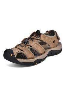 Men's Soft Bottom Outdoor Sandals, Summer Closed Toe Beach Shoes, Breathable Water Shoes - Khaki - View 2