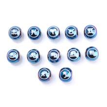 10Pcs 10mm Zodiac Sign Glass Beads Shiny Iridescent Blue Round Spacer Beads Featuring Zodiac Designs, Crafted For DIY Jewelry Making, Fashion Bracelet, Necklace, And Earring Components - Royal Blue - View 6