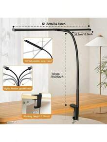Lampu Meja LED Cocok Untuk Penggunaan Kantor & Rumah, Lampu Arsitek Dengan Penjepit, Lampu Kerja Pintar untuk Monitor Komputer Layar Ganda, Lampu Fleksibel dengan 5 Suhu Warna yang Dapat Diatur untuk Belajar & Menggambar - 3 warna - View 6