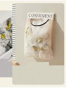 1/2pcs Kitchen Trash Bag Holder Wall-Mounted Large Capacity Plastic Bag Storage Net With Hook And Loop, Easter Gift - Multicolor - View 3