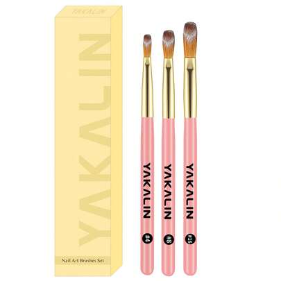 3pcs Nail Art Brush Set, Detailing Pens For Acrylic And Gel, Elegant Packaging For Exquisite Nail Art Designs