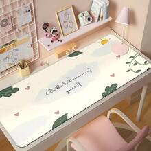 1个清新治愈系英文名言鼠标垫，柔和绿色植物与爱心图案桌面垫，大号防滑办公及游戏键盘垫 - 長方形 - 查看 2