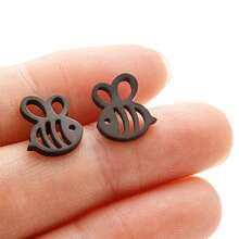 1Pair Small Bee Stud Earring Stainless Steel Mini Earrings For Women Girls Party Jewelry Gift - GED276 - View 9