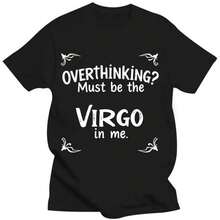 Astrology Virgo Overthinking Unisex Tee, Zodiac Sign Shirt, Funny Horoscope Gift, Short Sleeve Tshirt, Virgo In Me Clothing, Astro Tee - 黑色 - 查看 1