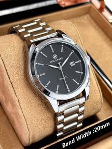 Pablo Raez 1件装 原装男士黑色经典腕表 魅力酷炫不锈钢奢华男士腕表 50米防水 AAA级夜光简约珠宝日历时钟 男士重型钢表链 不易褪色银色珠宝 知名品牌 全新休闲时尚 - 均碼 - 查看 5