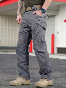 Pantalones tácticos compuestos para hombre X9, con bolsillos laterales con solapa y cierres con cremallera. - Gris - Ver 1