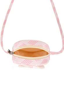 1pc Girls' Cute Bow Nylon Small Round Bag, Fashion Striped Phone Coin Purse, Personalized Crossbody Bag, Zipper Closure, Suitable For All Seasons - A - View 9