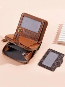 New Retro Color Multi-Card Wallet Buckle Letter Multifunctional High-End Fashion Card Holder Clutch Purse Korean Style Short Handbag For Women Money Wallet Mini Wallet Purse Wallet Small Wallet Cute Wallet Mothers Day Gift Cruise Essential Cute Stuff Money Clip - Coffee - View 6