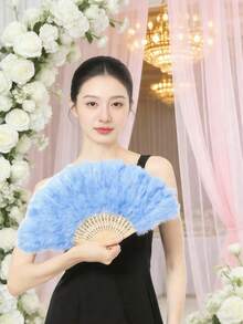 Mwoot Women's Feather Fan, Embroidered Flower Malabou Feather Fan, 1920s Retro Folding Hand-Held Feather Fan, Suitable For Costume, Dance, Wedding, Party, Tea Ceremony - Multiple Styles - View 7