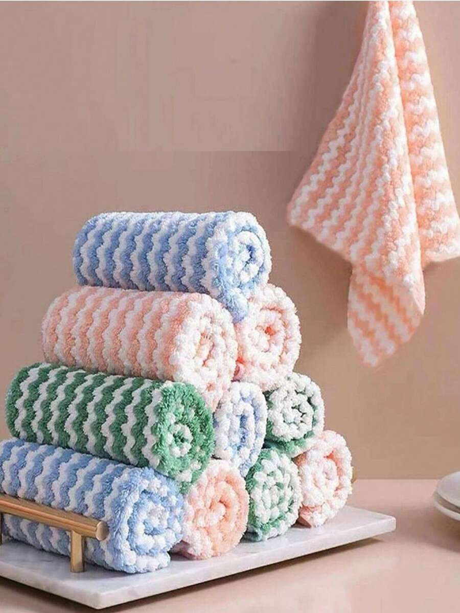 10pcs Ultra Soft Microfiber Dish Cloths - Super Absorbent Machine Washable Towels For Kitchen, Bathroom, Car And Window Cleaning - Multicolor - View 1
