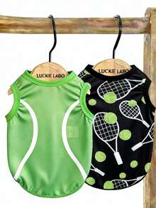 LUCKIE LABO 2件装 GAME DAY 经典赛季球形图案印花背心，适合吉娃娃等小型犬，保暖透气，减少掉毛，室内外运动皆宜，猫狗适用。 - 彩色 - 查看 12