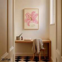【2D平面】1张“你的美丽永不凋零”艺术海报 | 粉色百合帆布画，无框，适用于卧室、客厅、厨房、浴室、玄关、走廊、家居装饰，现代简约风格 - H - 查看 5