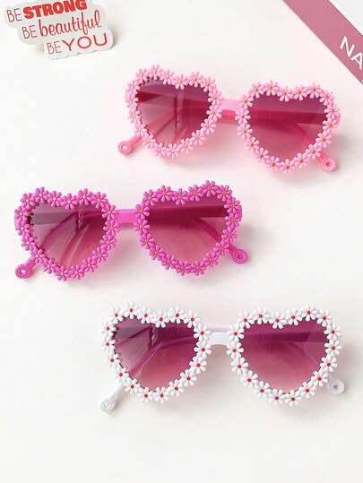 2/3/4Pcs 2026 Newest Girls Cute Beautiful Classic Flower Heart Fashion Glasses Children Baby Fashion Glasses Kids Eyewear Great Gift For Girl