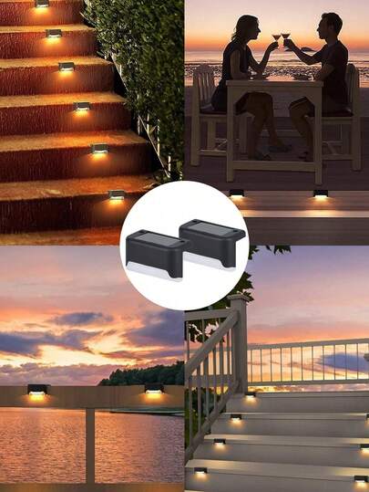 4/8/12/16个装户外太阳能栏杆楼梯灯，防水LED灯带光传感器，景观路径照明