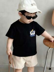 Disney-A Must-Have For Energetic And Cute Children! Mickey Mouse Joint Baseball T-Shirt No. 28 Number+PERFECT Slogan Versatile For Daily Use - 黑色 - 查看 2
