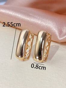 1 件光泽优雅圈形耳环，小众设计，适合日常通勤佩戴 - 耳環 - 查看 3