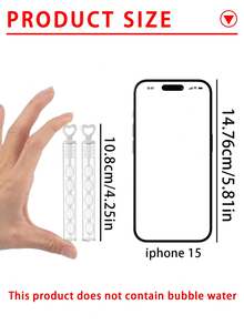 60支白色心形五孔泡泡棒，不含泡泡液，派对礼品，节日聚会用品，派对礼物，助兴道具，手动吹泡泡玩具，12/36/48/60支装 - 彩色 - 查看 9