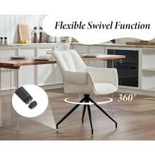 Chairus Set Of 2 360° Swivel Linen Chairs For Kitchen Or Office - Beige - View 3