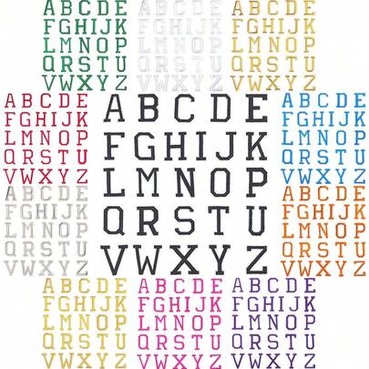 26pcs 5cm/1.97inch English Letter Embroidered Sew/Iron-On Patch Applique, Suitable For Clothing, Jackets, Hats, Books, Backpacks - DIY Embroidery Fabric Patch Accessories