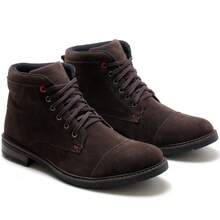 Men's Ankle Boot In Suede With Laces, Rubber Sole, Casual And Modern - 咖啡 - 查看 2