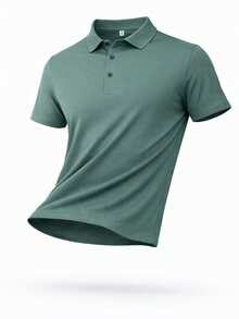 Men's Polo Shirt In Comfortable Cool Silk - 墨綠色 - 查看 3