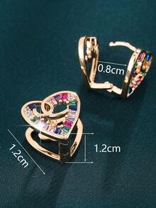 1对彩虹心形耳环，双层镂空设计，甜美酷炫女孩专属耳环 - 耳環 - 查看 2