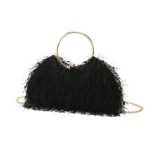 Ubysoyi Luxury Lightweight Evening Clutch Purse For Women Sequins Decor Cute And Elegant Mini Box Bag Formal Dinner Bag Evening Bag Glamorous Party Clutch Bag With Round Metal Handle Perfect For Wedding Bridal Handbag Party Banquet Dinner Prom Birthday Outfit - 淡紫色 - 查看 4