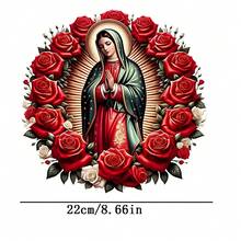 1pc/2pcs/3pcs Sacred Rose Virgin Mary, Red Rose Surrounding Virgin Mary Heat Transfer Patch For DIY T-Shirt, Sweatshirt, Jeans, Hoodie, Backpack, Jacket, Handbag, Pillow - L - View 8