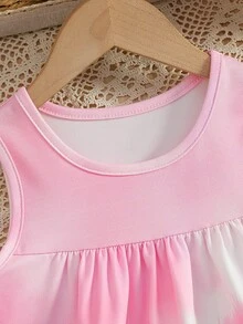 4-7 Years Old Girls' Sleeveless Dress, Super Cute Cat Print Loose Casual Sleeveless Dress, Suitable For Summer Daily Wear, Casual Sports, Parent-Child Outings - Pink - View 5